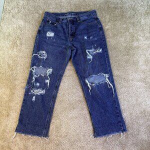 Old Navy Women's Size 10 Blue Slouchy Straight High Rise 100% Cotton Jeans F272